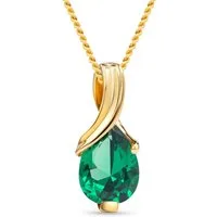 Miore Kette mit Anhänger MG9271N - aus Gelbgold, 9 Karat 375 Gold - mit Smaragd Anhänger, Halskette Damen mit Smaragd 0,65Kt.