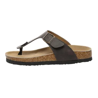 EVER AU Damen Flamingo Leder Zehenstegsandalen - Braunes geöltes Leder