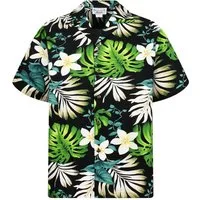 Pacific Legend Hawaiihemd "Palmenblätter" Herren Kurzarm Baumwolle Kokosknöpfe Original Hawaii
