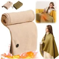 oyajia Heizdecke Elektrisch beheizbarer Umhang mit USB-Line, Fleece, tragbare Heizdecke, 145 x 85 cm Komfortable Heizdecke für Zuhause, Büro, Outdoor, Reisen