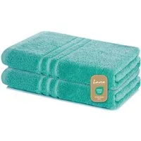 Lavea Duschtuch Elena Frottee Duschtücher Set 70x140 cm Handtücher, 100% Baumwolle (2er Set), Dusch-Handtuch, 500 g/m² Frottier, weich & saugstark, pflegeleicht