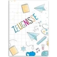 itenga Organisationsmappe itenga Zeugnismappe A4 Kunststoff Sichtbuch Motiv Doodles