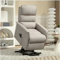 HOMCOM Relaxsessel Sessel mit Aufstehhilfe und Fußstütze (TV-Sessel, 1-St., Fernsehsessel), für Wohnzimmer, Beige