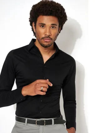 DESOTO - Casual Kent 1/1 black piquè - Gr. - XL