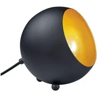 Reality Leuchten LED Tischleuchte, LED wechselbar, Warmweiß, kleine Vintage Kugel Schwarz Gold für Nachttisch & Fensterbank, H 16cm