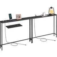 VASAGLE Konsolentisch Konsolentisch mit Ladestation, schmaler Sofatisch, Flurtisch (2-St), für Flur und Wohnzimmer, einfache Montage, 100 x 15 x 80 cm