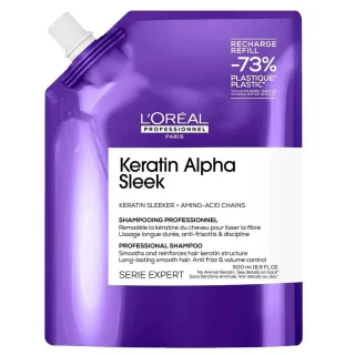 L'Oréal Professionnel Keratin Alpha Sleek Anti-Frizz Glanzshampoo Nachfüllpack 500 ml