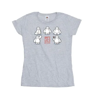 Disney Damen/Damen Big Hero 6 Baymax Viele Posen Baumwoll-T-Shirt (Sport grau)