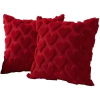 CLTYQ Kissenbezüge Valentinstags-Kissenbezüge,45 x 45cm, 2 Stück, Dekokissen, weiches Plüsch-Kunstfell,Herzmuster, für Schlafzimmer, Sofa,Festivals