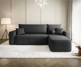 Ecksofa Schlafsofa Sofa AGEPO Stoff Curio Grafit Ottomane Rechts