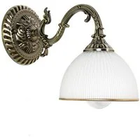 Licht-Erlebnisse Wandleuchte LOUIS, ohne Leuchtmittel, Wandlampe Glasschirm Jugendstil in Messing Leuchte