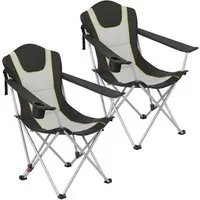 HOMECALL Campingstuhl Angelstuhl faltbar Klappstuhl mit hoher Rückenlehne (Getränkehalter, Gepolstert, bis 150KG, 2 St), 3 fach Verstellbare Rückenlehne
