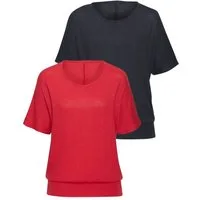 Vivance Kurzarmshirt mit breitem Bund aus luftigem Viskose-Feinstrick
