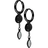 Wildcat Paar Ohrhänger Mini Smiley with Radiant Hanger Hoops Pair - Schwarz, Chirurgenstahl 316L - wasserfest, langlebig, hautverträglich
