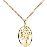 JEVELION Kette mit Anhänger 333 Gold Lebensbaum + Fee Kette Baum des Lebens - Made in Germany (Goldanhänger, für Damen und Mädchen), Mit Kette vergoldet- Länge wählbar 36 - 70 cm oder ohne Kette.