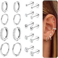 LuxusKollektion Ohrring-Set Ohrstecker 9Paar 316L Cubic Zirkonia Hypoallergen Gold 9Paar Silber