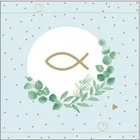 Ambiente Luxury Paper Products Papierserviette, Servietten Papier 33x33cm 3-lagig mit Fischsymbol & Eukalyptus 20 Stk.