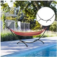 Outsunny Hängemattengestell Garten Strand Stahlrahmen, (Hängemattenständer mit Zugseil, 1-St., Hängematte), Schwarz, 300 x 90 x100 cm