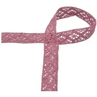 maDDma Spitzenband Baumwollspitze 3m x 20mm Zierband Häkelborte Klöppelspitze Dekospitze, mauve