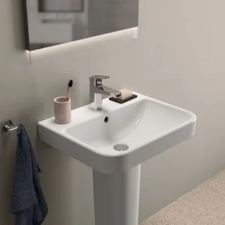 Ideal Standard i.life B Waschtisch T460801 mit Hahnloch, mit Überlauf, 55 x 44 x 18 cm, weiß