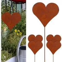 CEPEWA Gartenstecker Gartenstecker 6er Set Herz Rost-Design Garten (6-St)