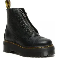 DR. MARTENS Sinclair Gemilltes Nappaleder Plateaustiefel Schnürboots Plateauboots, Chunky Boot mit Front-Reißverschluss