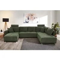 Jockenhöfer Gruppe Wohnlandschaft Orlando U-Form, B: 337 cm, Liegefl. 135x305 cm, mit Bettfunktion, Bettkasten, 2 Kopfstützen & 2 Zierkissen, Federkern