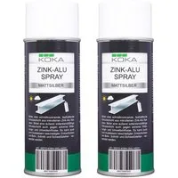 KOKA Sprühlack-Grundierung 2x Zinkspray Zink Alu Spray Hell Silber Matt, 2x 400ml, 1-tlg., 2x 400ml, Rostschutz Korrosionsschutz Grundierung überlackierbar bis +300°C