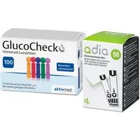 ADIA Blutzucker-Teststreifen 50 adia Blutzuckerteststreifen + 100 Lanzetten, 150-tlg.