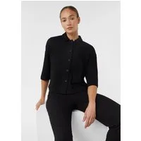 comma Kurzarmbluse T-Shirt Cropped Overshirt mit Ajourmuster und Knopfleiste