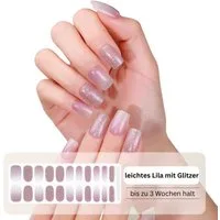 Rötting Design Kunstfingernägel 22 Gel Nails Strips Kunstnägel Nagelsticker Farbe: Lila mit Glitzer, Saloon Qualität, Will be happy with NAILS for you LIFE, verändere Deine Nägel wann Du willst, Easy-to-use