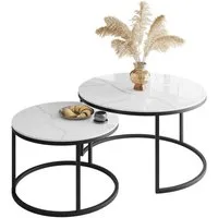 Lookway Couchtisch SELAVI 2er Tisch-Set mit Metallgestell (2er Set), Durchmesser: ⌀80 cm und ⌀60 cm