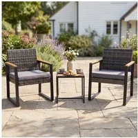 COSTWAY Balkonset, (3-tlg), Polyrattan Gartenmöbel mit Kissen, für 2 Personen