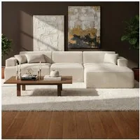 skølm Sofa Freki aus Cord, Vollschaumcouch mit Federkern und Vakuum-Kompression, Beige, Couch 4 Sitzer inkl. Hocker und 3 Kissen, kein Aufbau erforderlich