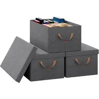 Woltu Aufbewahrungsbox (3 St., Set), mit Deckel, mit Griffen, faltbare Box für Kleidung Spielzeug