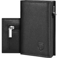 TEEHON Geldbörse Magnetischer Slim Wallet, Herren- Geldbeutel (mit Münzfach & RFID Schutz & ID-Fenster, Mini Portmonee Geldbeutel kartenetui für Karten, 1-tlg), kreditkartenetui herren Klein-Kartenhalter Schwarz