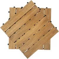 FIVMEN Holzfliesen 6 Latten Terrassenfliesen Klicksystem 30x30 cm -Modell A, 11 St., für Balkon, Garten, Terrasse