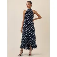Apart Chiffonkleid mit Neckholder und Volantsaum