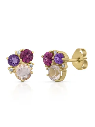 Orolino Ohrringe Gold 585 mit Amethyst Rosaquartz und Brillant