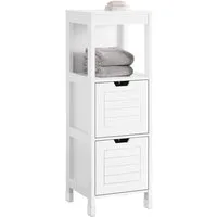 SoBuy Midischrank FRG127, Badezimmerregal mit 2 Körben Badschrank schmal Badregal Badkommode Kommode Badezimmerschrank aus Holz Eckschrank Badezimmer