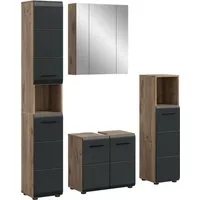 welltime Badezimmer-Set, (Set, 4-St., Hochschrank, WBU, Spiegelschrank, Standschrank hoch), Bad-Kombination, Bad-Möbel, Badezimmer, Kombination, Kombi