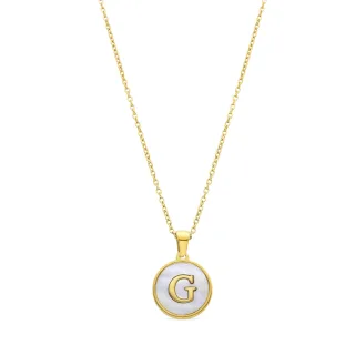 Luxenter-Halskette aus weißem Perlmutt in 18 Karat Gelbgold - Alphabet