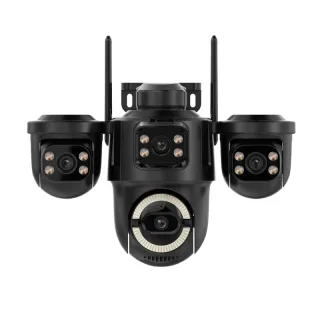 ICSEE Triple Lens 9MP Wireless Outdoor PTZ Security Camera AI Human Motion Alert Three Screen View Two Way Audio Night V