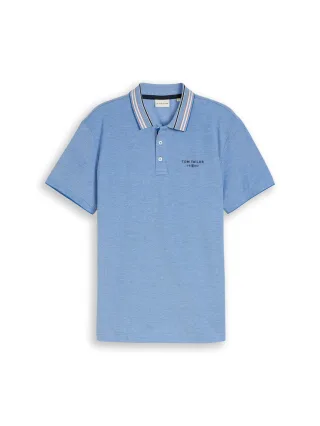 Tom Tailor - Piqué Poloshirt mit Logo-Print surf blue - Gr. - XL
