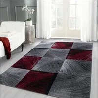Carpettex Designteppich Kariert Design, Läufer, Höhe: 6 mm, Kurzflor Teppich Wohnzimmer Abstrakt Kariert Design Rot Pflegeleicht