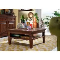 Massivmoebel24 Couchtisch Couchtisch Akazie 85x85x45 nougat lackiert OXFORD #316