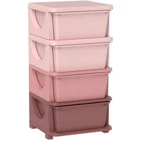 HOMCOM Spielzeugtruhe vier Ebene (Spielzeugkiste, 1 St., Spielzeug-Organizer), für Kinderzimmer 3-6 Jahre Kindermöbel Rosa 37 x 37 x 76 cm