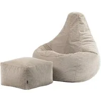 icon Sitzsack Sessel mit Rückenlehne aus Cord „Dalton“ mit Hocker (Spar-Set, 1 x Sitzsack, 1 x Fußhocker), Sitzsack XXL, Gaming Sitzsack, Made in Germany, Erwachsene & Kinder