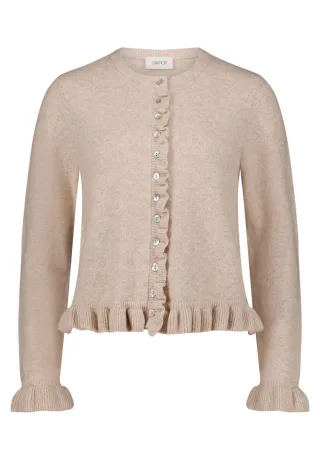 CARTOON - Strickjacke mit Rüschen beige - Gr. - 46