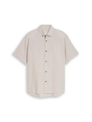 Denim Tom Tailor - Relaxed Fit Kurzarmhemd mit Leinenanteil muted grey chambray - Gr. - XXL